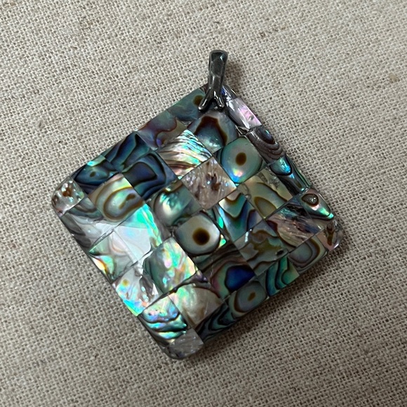 Puffy Abalone Shell Mosaic Pendant - Picture 3 of 4